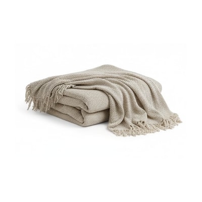 Beige Linen Blanket Throw
