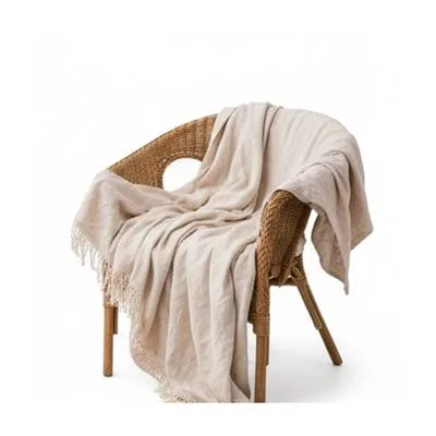 White Linen Throw Blanket