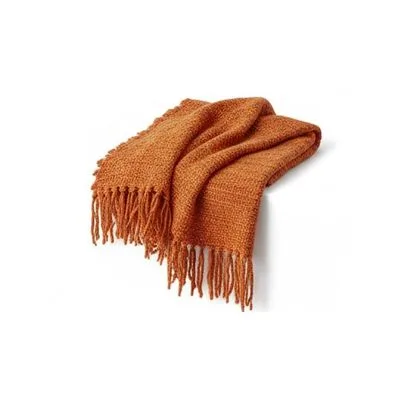 Orange Fringed Throw Blanket