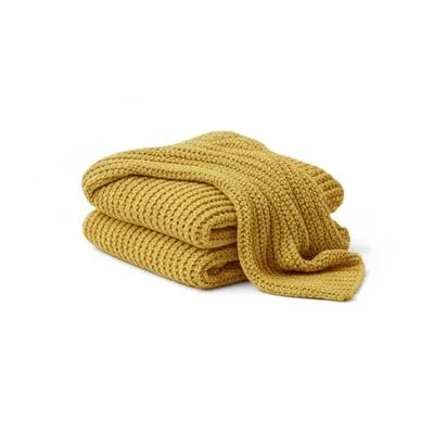 Yellow Knit Throw Blanket