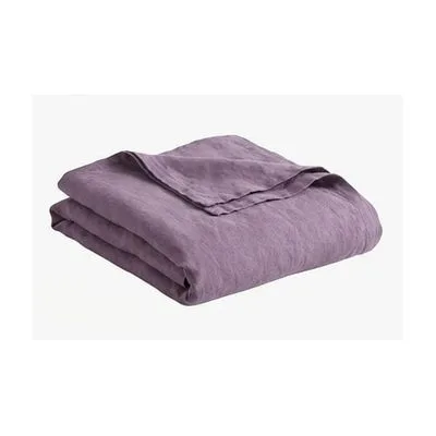 Purple Linen Throw Blanket