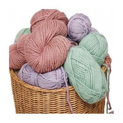 Wicker Basket Pink Green Yarn