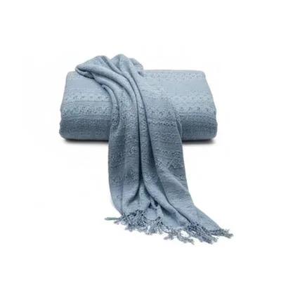 Light Blue Textured Throw Blanket