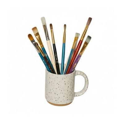Cream Mug Paint Brushes