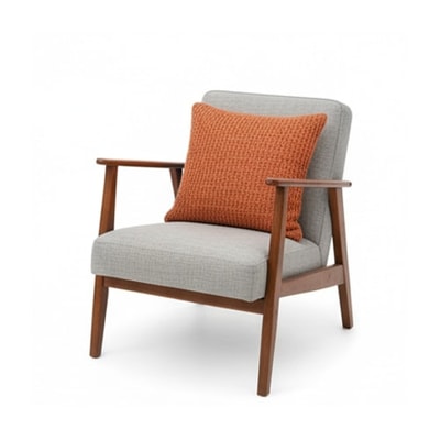 Gray Armchair With Orange Throw